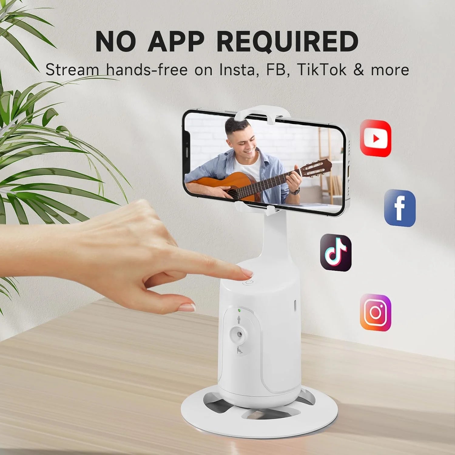 Smart 360° Auto Face Tracking Tripod – No App Needed | Gesture Control | Rechargeable Phone Mount