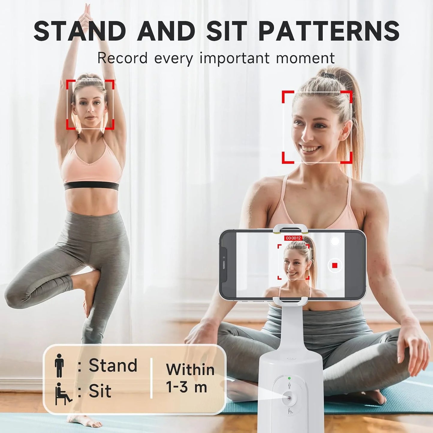 Smart 360° Auto Face Tracking Tripod – No App Needed | Gesture Control | Rechargeable Phone Mount