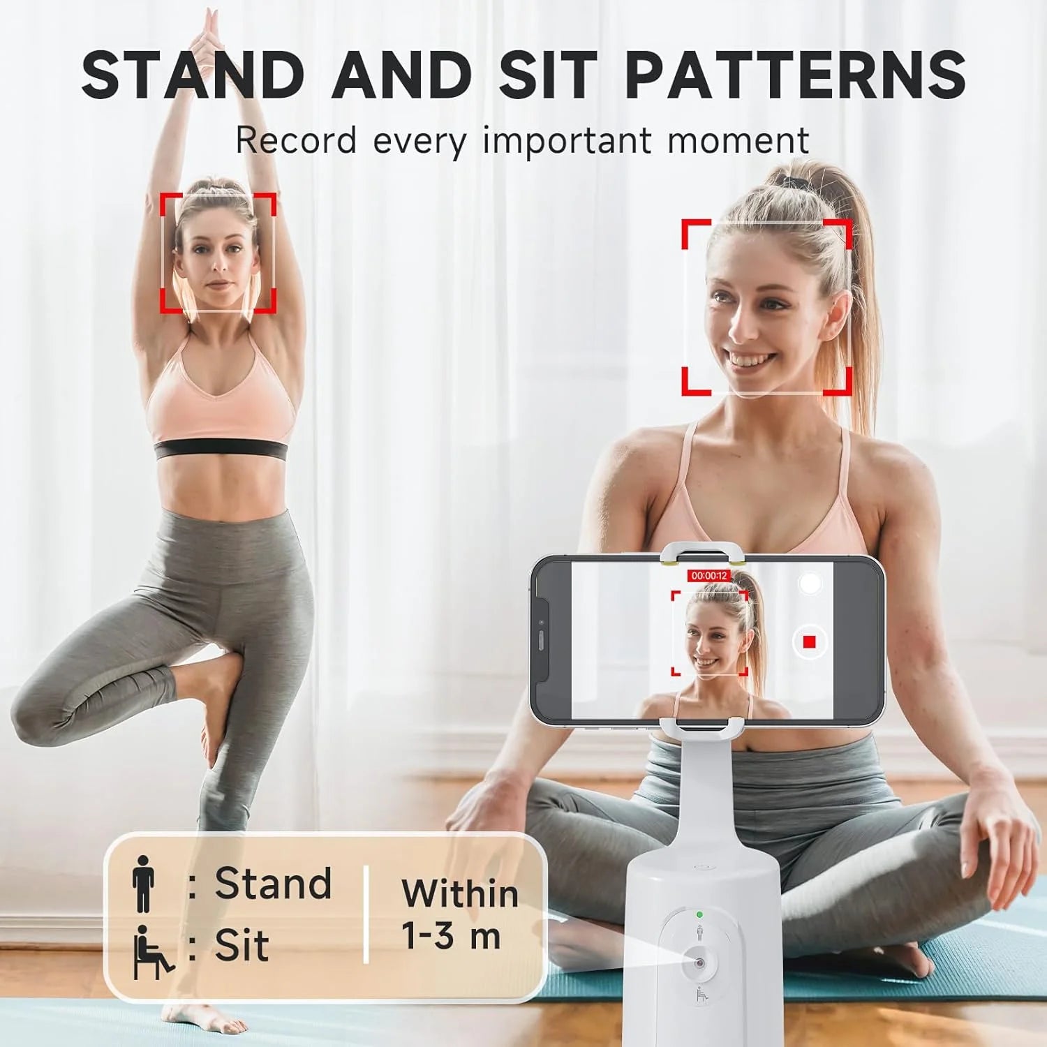 Smart 360° Auto Face Tracking Tripod – No App Needed | Gesture Control | Rechargeable Phone Mount