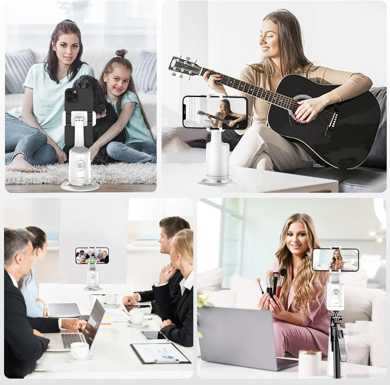 Smart 360° Auto Face Tracking Tripod – No App Needed | Gesture Control | Rechargeable Phone Mount