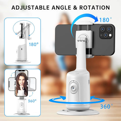 Smart 360° Auto Face Tracking Tripod – No App Needed | Gesture Control | Rechargeable Phone Mount