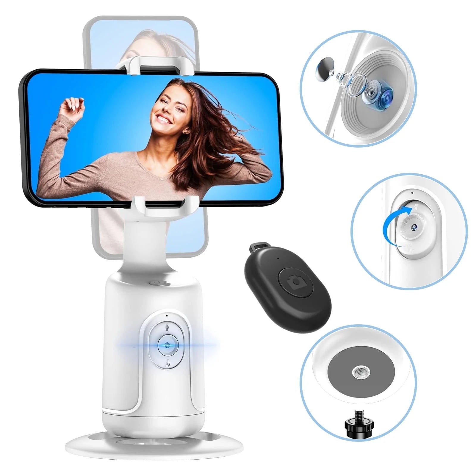 Smart 360° Auto Face Tracking Tripod – No App Needed | Gesture Control | Rechargeable Phone Mount