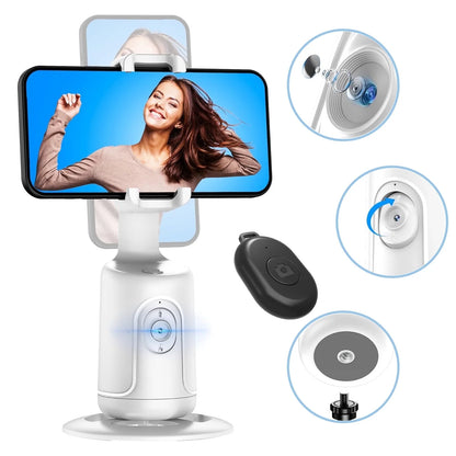 Smart 360° Auto Face Tracking Tripod – No App Needed | Gesture Control | Rechargeable Phone Mount